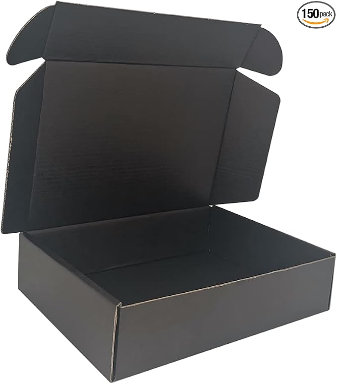 150 Pack 9x6x2'' Small Shipping Boxes, Corrugated Cardboard Mailers for Business, Black (CM962B-150)