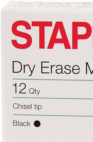 STAPLES Remarx Dry Erase Markers, Chisel Tip, Black, 36/Carton | Bold whiteboard markers, low odor, for everyday office use.