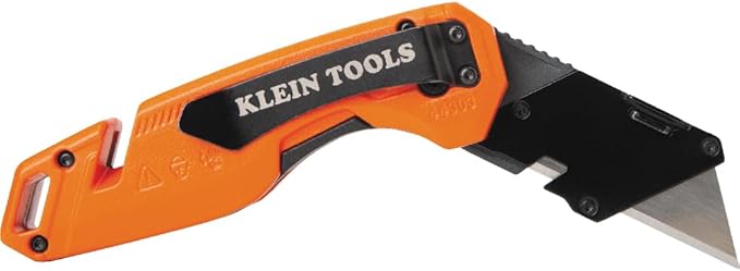 Klein Tools 44303 FLICKBLADE Folding Utility Knife with Blade Storage, Utility Knife with 5 Blades, Compact with Side Release Button and Dual Locking Positions