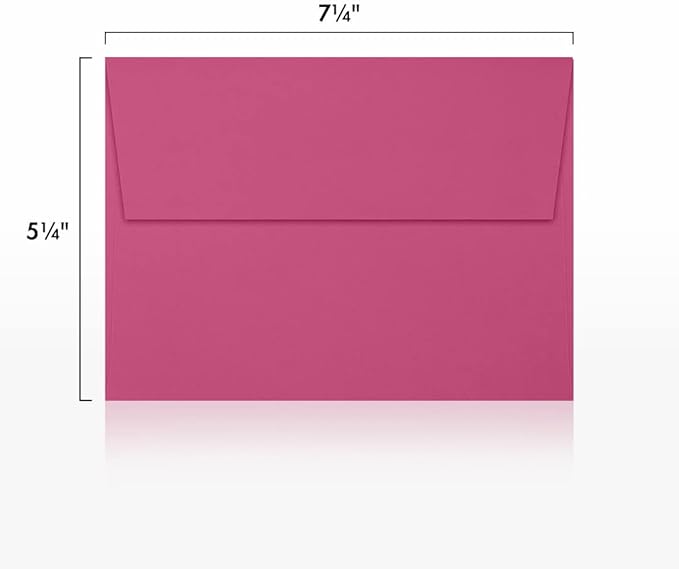 LUXPAPER A7 Invitation Envelopes for 5 x 7 Cards in 80 lb. Magenta, Printable Envelopes for Invitations, w/Peel and Press Seal, 250 Pack, Envelope Size 5 1/4 x 7 1/4 (Magenta)