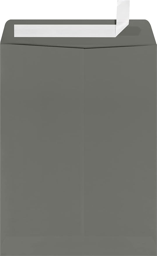 LUXPaper 9 x 12 Open End Envelopes | Peel & Press | Smoke Gray | 80lb. Text | 250 Qty