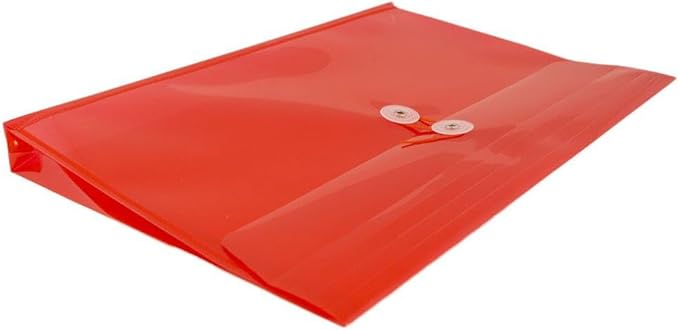 JAM PAPER Plastic Envelopes with Button & String Tie Closure - Legal Booklet - 9 3/4 x 14 1/2 - Red - 3/Pack