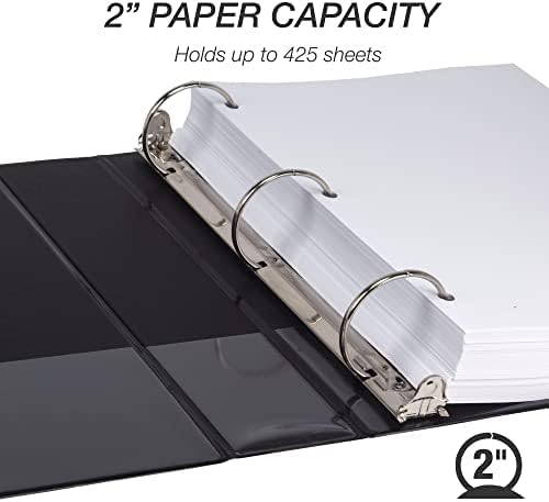 Samsill 2 Inch Document Storage Binder, 100% Recycled Chipboard, Round Ring, 3 Ring Binder, 12 Pack, Black
