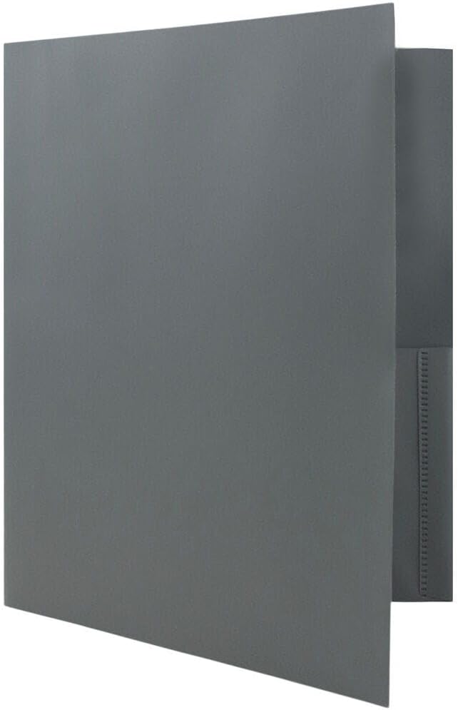 JAM PAPER Plastic 2 Pocket POP Folders - Durable School Folders - Grey - 24/Pack