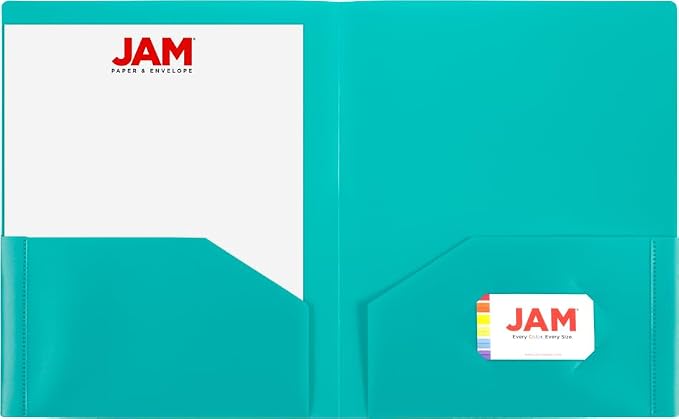 JAM PAPER Heavy Duty Plastic 2 Pocket Extra Tough School Folders - Assorted Fashion Colors - 12 Folders/Pack (2 Assorted Packs of 6)