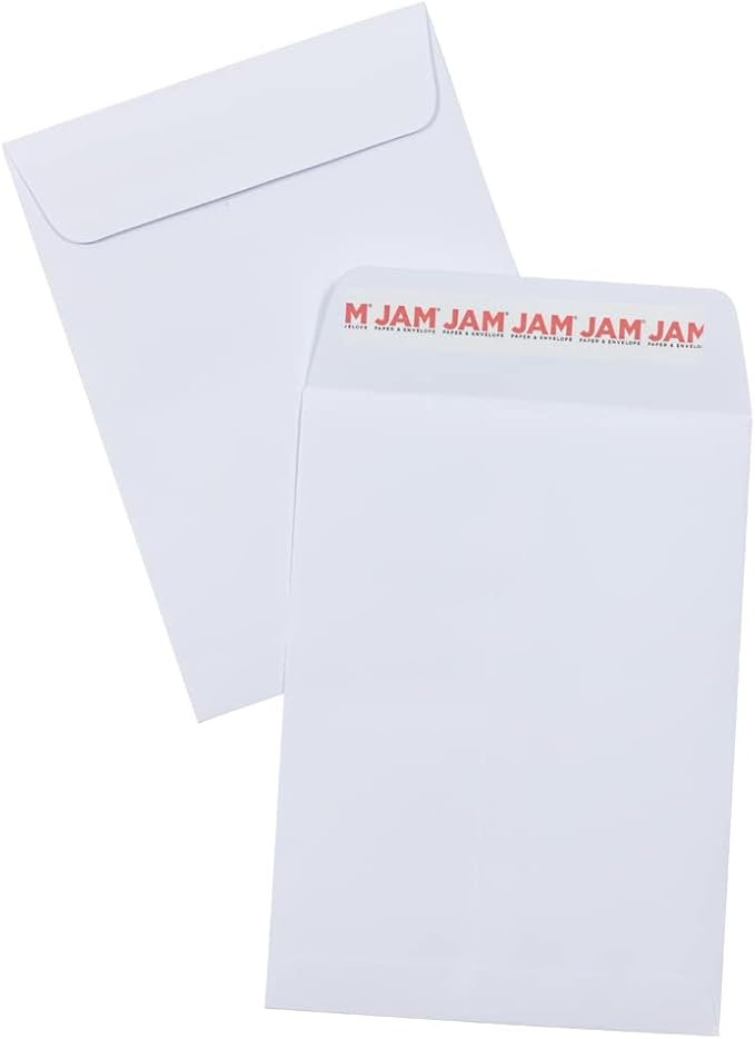 JAM PAPER 5 1/2 x 7 1/2 Open End Catalog Commercial Envelopes with Peel and Seal Closure - White - Bulk 250/Box
