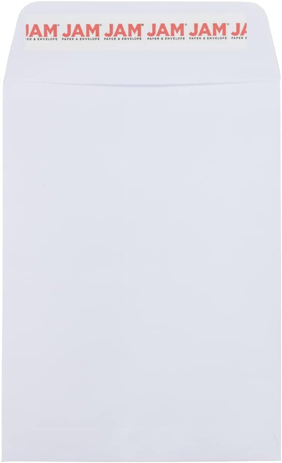 JAM PAPER 5 1/2 x 7 1/2 Open End Catalog Commercial Envelopes with Peel and Seal Closure - White - Bulk 500/Box