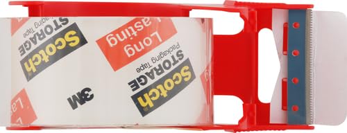 Scotch Long Lasting Storage Shipping Packaging Tape, 1.88" x 38.2 yd, 1 Roll with Dispenser (3650S-RD-ESF) (Pack of 2)