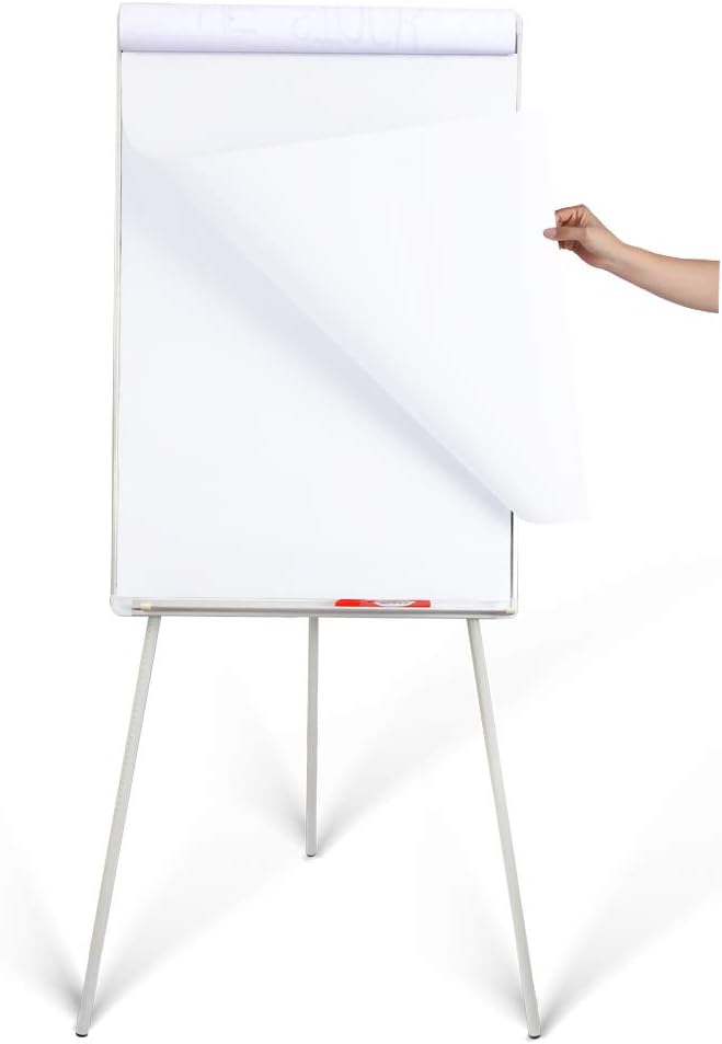 Whiteboard Easel 36" x 24" Height Adjustable, Magnetic Dry Erase Easel | Portable Tripod White Board Easel 36"x24" with 25-sheet Flipchart Paper Pad, Magnets & Eraser, for Classroom Workplace Home