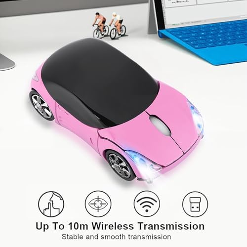 Wireless Mouse 1600DPI 2.4GHz, Slim Portable Computer Mouse with USB Receiver for Laptop PC Mac Office Home Gaming, 3-Button Ergonomic Design (Pink)