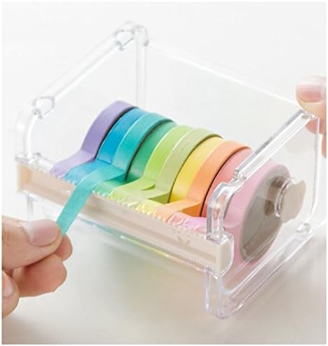 Leoyoubei Transparent Desktop Tape Machine Tape Cutting Machine,Mini Tape Storage Box Double Zigzag Office/School/Family Tape Separator (excluding Tape)