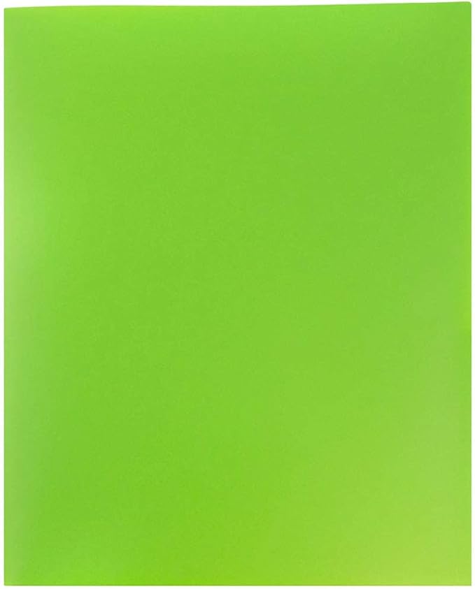 JAM PAPER Plastic 2 Pocket POP Folders - Durable School Folders - Lime Green - 6/Pack