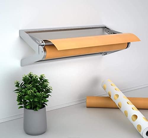 HFS(R) Kraft Butcher Paper Roll Holder Dispenser Cutter 18" Carbon Steel Wall Mounted or Table Top with Cutter Bar Ideal for Cafe Artist Studio Office