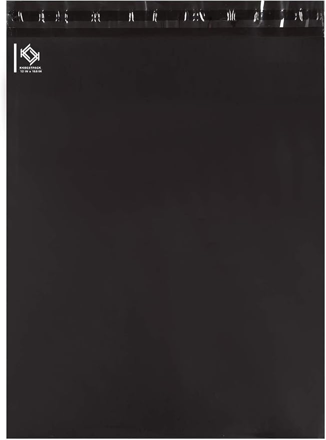Poly Mailer Envelopes Shipping Bags Self Adhesive Waterproof Bags (Black), 12x15.5 500pc | Bulk poly mailers and shipping bags for clothes; mailing bags for packing shirts, hoodies, and apparel.