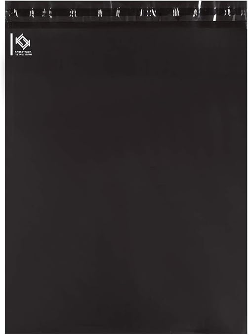 KKBESTPACK Poly Mailer Envelopes Shipping Bags Self Adhesive Waterproof Bags (Black), 12x15.5 500pc