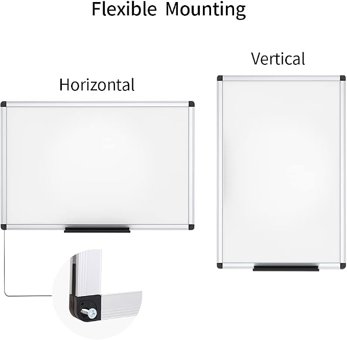 VIZ-PRO Magnetic Whiteboard, 48 x 24 Inches, Dry Erase Board for Wall | Includes 1 Eraser, 2 Markers & 4 Magnets, Aluminum Frame, for School Office and Home