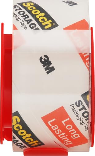 Scotch Long Lasting Storage Shipping Packaging Tape, 1.88" x 38.2 yd, 1 Roll with Dispenser (3650S-RD-ESF) (Pack of 2)