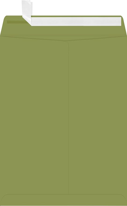 LUXPaper 9 x 12 Open End Envelopes | Peel & Press | Avocado Green | 70lb. Text | 50 Qty