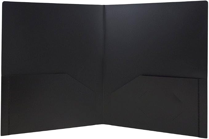 JAM PAPER Heavy Duty Plastic 2 Pocket Extra Tough School Folders - Black - 12/Pack