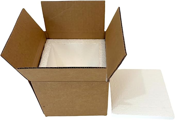 Insulated Shipping Box (7x7x6) inches with Styrofoam Insert 2 Pack Bundle for Temperature-Controlled Mailing and Shipping