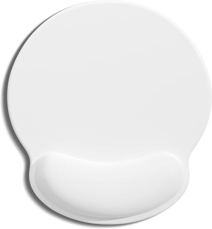 Auhoahsil Ergonomic Mouse Pad with Wrist Rest, Comfortable Silicone Non-Slip Computer Pain Relief Gel Mouse Mat with Wrist Support for Gaming, Work, Office, Women & Men, Cute Pattern, White