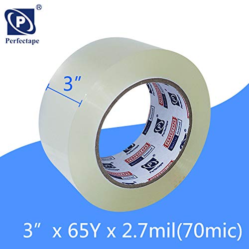 PERFECTAPE 3" Heavy Duty Packing Tape 6 Rolls, Total 390Y, Clear, 2.7 mil, 3 inch x 65 Yards, Ultra Strong, Refill for Packaging and Shipping(3" Width, not 2" Width) | Total 390Y, 2.7 mil, Ultra Strong, Refill for Packaging and Shipping(3" Width, not 2...
