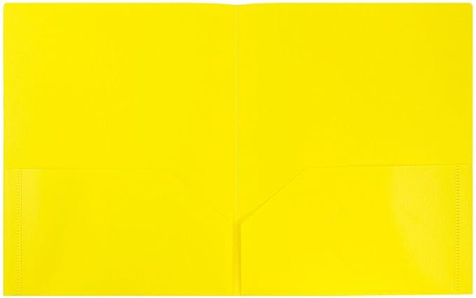 JAM PAPER Plastic 2 Pocket POP Folders - Durable School Folders - Yellow - Bulk 48/Pack