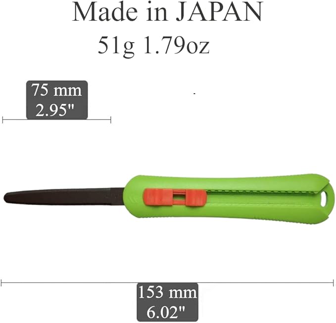 CANARY Box Cutter Retractable Blade, Safety Corrugated Cardboard Cutter Knife [Non-Stick Fluorine Coating Blade], Made in JAPAN, Green (DC-30F-1)