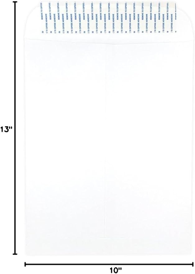 JAM PAPER 10 x 13 Open End Catalog Envelopes with Peel & Seal Closure - White - 25/Pack