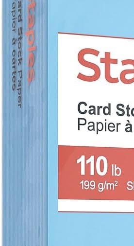 Staples Cardstock Paper, 8.5x11 Inch, 110 lb., Blue, 250/Pack | Heavyweight stock for invitations, signage, and office or school projects.