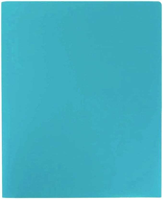 JAM PAPER Heavy Duty Plastic 2 Pocket Extra Tough School Folders - Teal Blue - 3/Pack