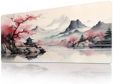 Gaming Mouse Pad Desk Pad XL Large Mouse Mat Keyboard Mat Office Desk Decor AccessoriesKeyboard Mat Office Desk Decor Accessories (Pink Ink Painting)
