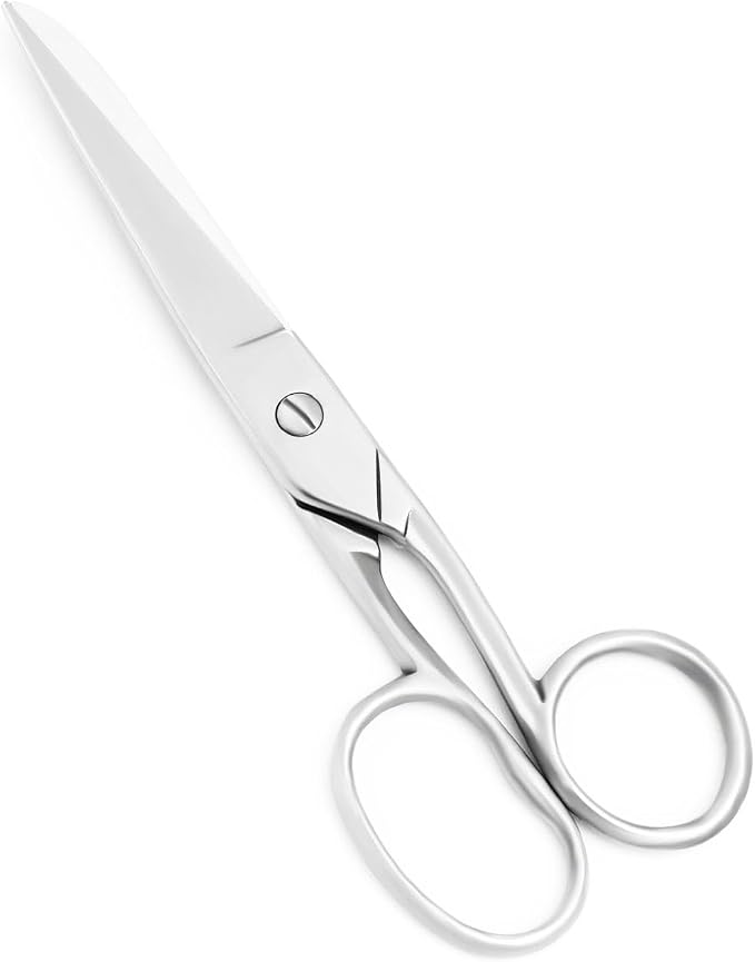 Silver Office Scissors, Heavy Duty Sewing, Paper Cutting Shears, 7" | Tailor Fabric Sewing Paper Cutting Shears Stainless Steel Cutter Leather Art Craft Office Scissors