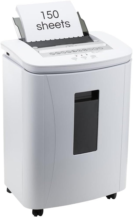 150-Sheet Auto Feed Paper Shredder for Home Office | High Security Micro Cut Shredders/30 Min Commercial Heavy Duty Shredder with 4 Casters/ P4 Security Level & 6.6 Gallon Bin