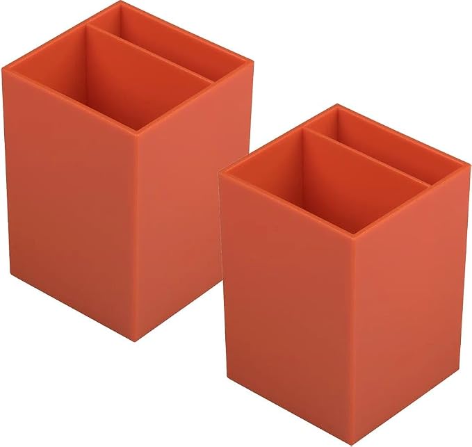 JAM PAPER Plastic Pen Holders - Orange Desktop Pencil Cups - 2/Pack