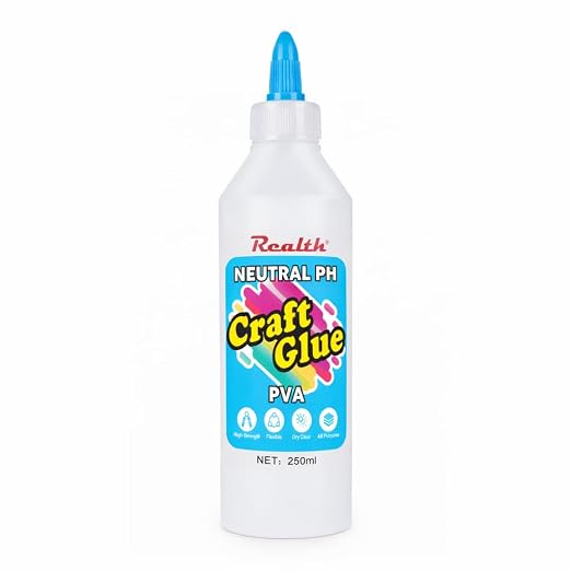 PVA Glue for Crafts, Dries Clear, PH Neutral Adhesive 8.45 Fl Oz | Paper Mache, Fabric, DIY Projects & Scrapbooking