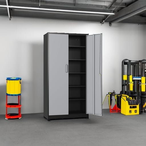 Wide & Deep Metal Storage Cabinet with 5 Adjustable Shelf,72" Tall Garage Storage Cabinet with Lock,Metal Cabinets with Locking Doors,Lockable Steel Cabinets for Home,Office,Garage Locker