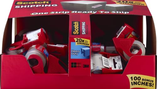 Scotch Heavy Duty Shipping Packaging Tape, 1.88" x 27.7 yd, Great for Packing, Shipping & Moving, Clear, 1 Dispensered Roll (142L) (Pack of 2)