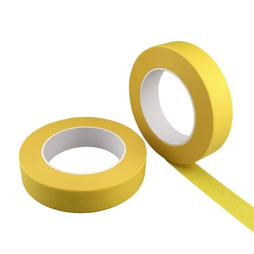 Yellow Masking Tape, 1 Inch x 55 Yards, 2 Rolls, Painters Tape for Painting, Home, Office, School Stationery, Arts, Crafts, Decoration