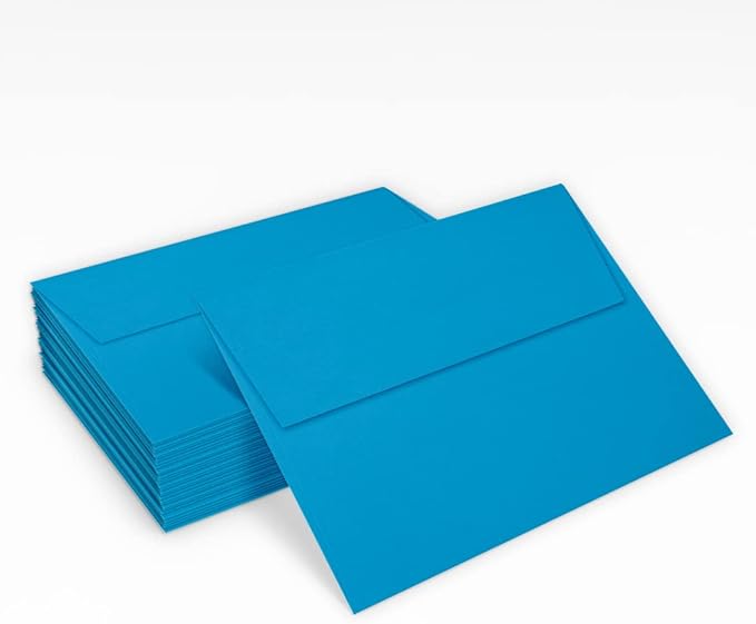 LUXPAPER A7 Invitation Envelopes for 5 x 7 Cards in 80 lb. Pool, Printable Envelopes for Invitations, w/Peel and Press Seal, 500 Pack, Envelope Size 5 1/4 x 7 1/4 (Blue)