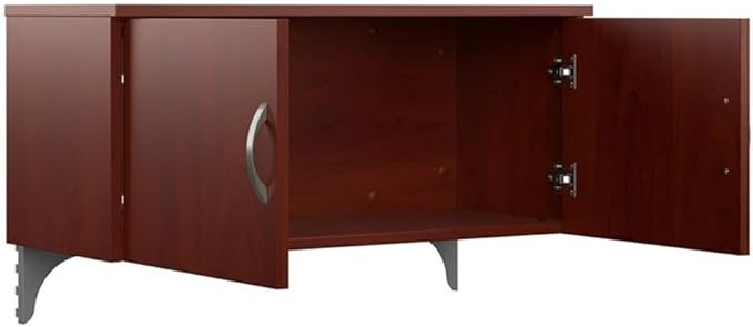 Bush Business Furniture Office in an Hour 65W L Shaped Cubicle Desk with Storage, Drawers, and Organizers in Hansen Cherry | Modern Computer Table Set with Privacy Panels for Commercial Workspace