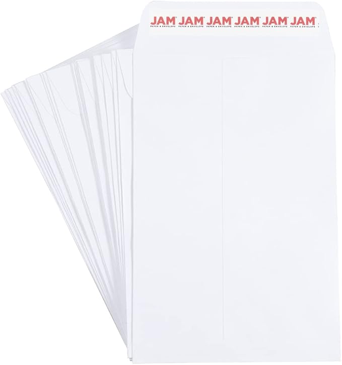 JAM PAPER 6 x 9 Open End Catalog Colored Envelopes with Peel & Seal Closure - White - 50/Pack