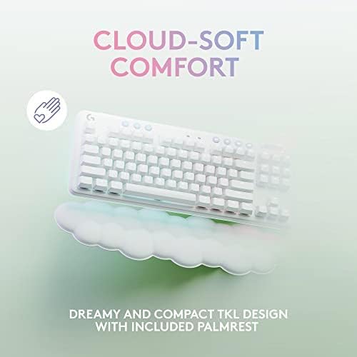 Logitech G715 Wireless Mechanical Gaming Keyboard with LIGHTSYNC RGB, Lightspeed, Linear Switches (GX Red), and Keyboard Palm Rest, PC/Mac Compatible - White Mist