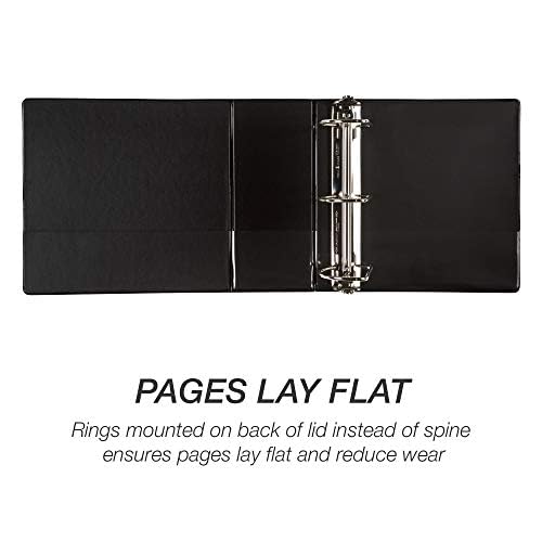 Samsill Durable 5 inch 3 Ring Binder, Locking D Ring 100% Recycled Chipboard, Black, 2 Pack