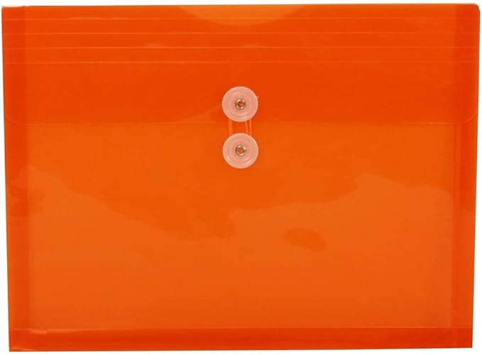 JAM PAPER Plastic Envelopes with Button & String Tie Closure - Letter Booklet - 9 3/4 x 13 - Assorted Primary Colors - 6/Pack