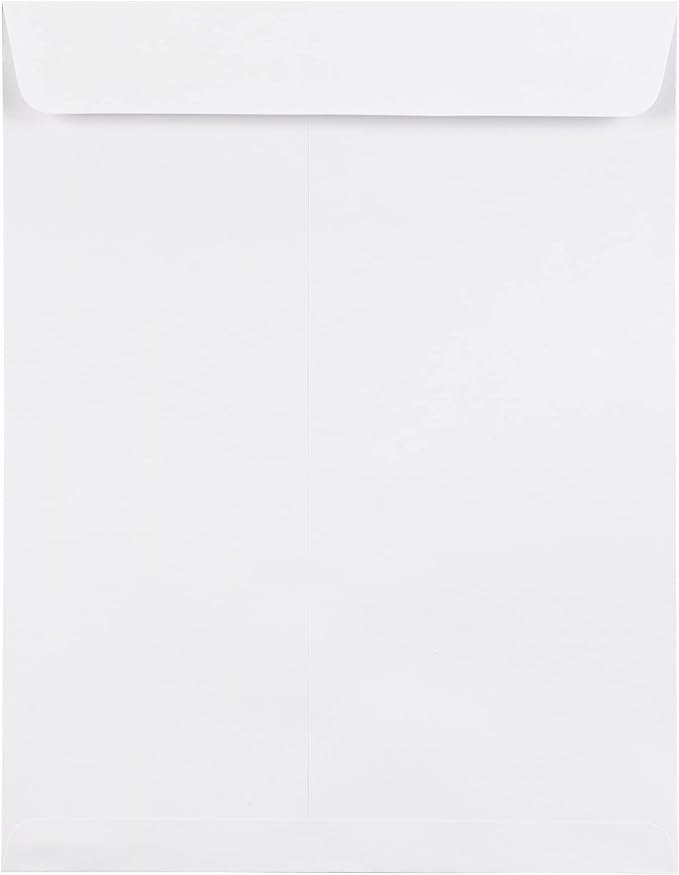 JAM PAPER 8 3/4 x 11 3/4 Open End Commercial Envelopes with Peel and Seal Closure - White - 25/Pack