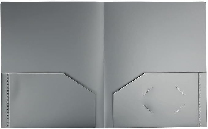 JAM PAPER Heavy Duty Plastic 2 Pocket Extra Tough School Folders - Silver - 6/Pack