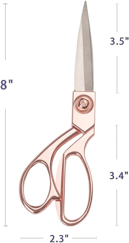 Professional Heavy Duty Tailor Scissors Leather Scissors 8" Rose Gold Stainless Steel Dressmaker Shears with Sharp Stainless Steel（Rose Gold）