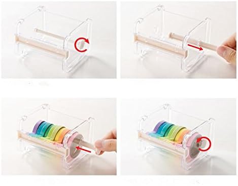 Leoyoubei Transparent Desktop Tape Machine Tape Cutting Machine,Mini Tape Storage Box Double Zigzag Office/School/Family Tape Separator (excluding Tape)