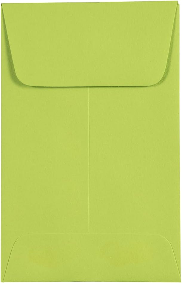 JAM PAPER #1 Coin Business Colored Envelopes - 2 1/4 x 3 1/2 - Ultra Lime Green - 50/Pack